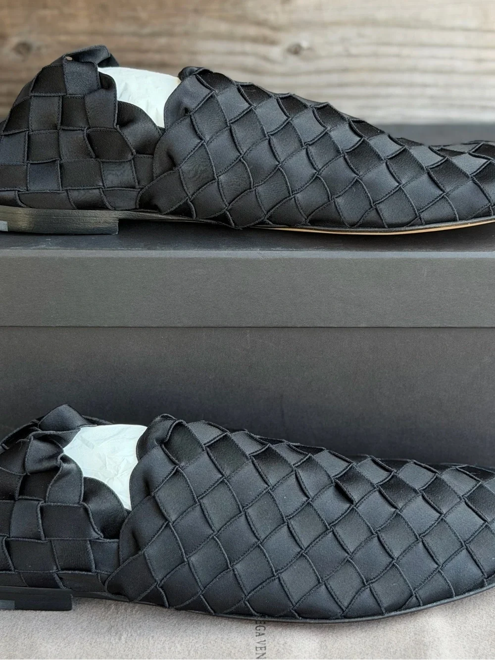 Bottega Veneta Black Intrecciato Woven Leather Loafers size 8 men / 41
